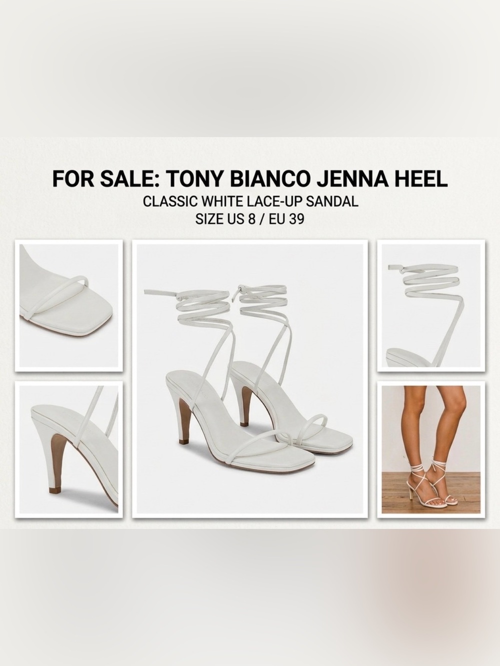 Tony Bianco Jenna White Lace-Up Heel Sandal